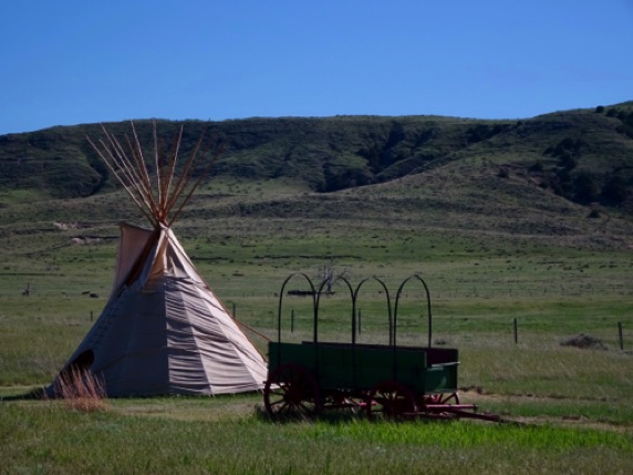 Teepee display at Chimney Rock